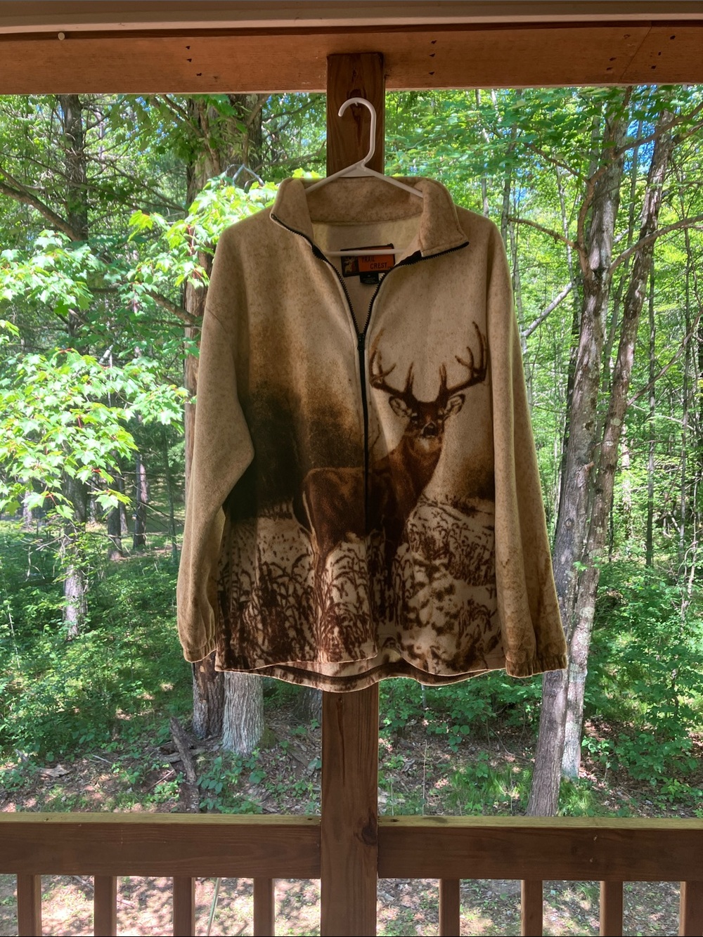 Trail Crest Men’s M Fleece Buck Deer AOP Outdoor Full Zip Long Sleeve Jacket